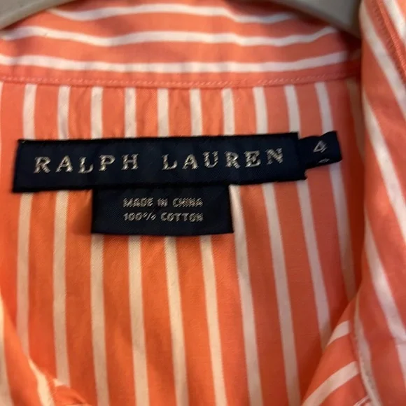 Ralph Lauren Blue Label Western Pearl Snap Button Shirt Size 4 Pink White Stripe - Picture 5 of 8